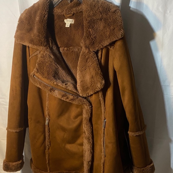 Style & Co. Jackets & Blazers - Style & Co. Brown Teddy Jacket with Faux Fur